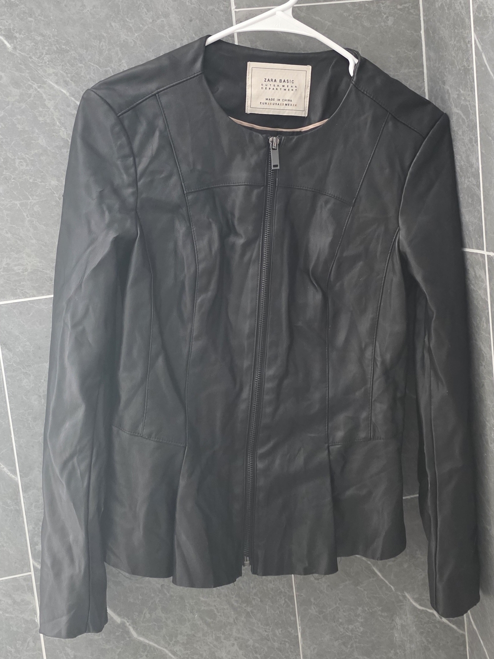 Zara Basic Outerwear Department Black Leather Jacket Size XS